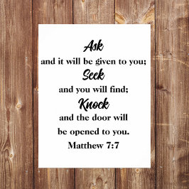 Póster Mateo 7:7 Pregúntenle a Seek Knock Bible Verse