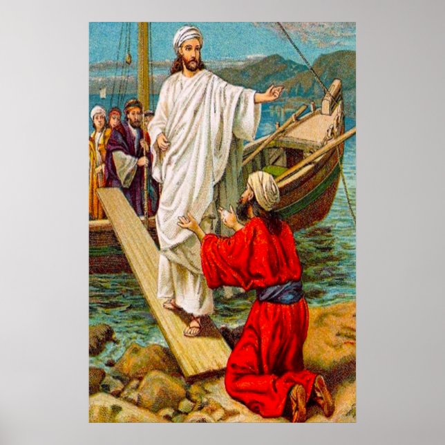 Póster Mateo 8:28-34 Libre de demonios (Frente)