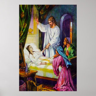 Póster Mateo 9:18-26 Jesús trae a un Chica de vuelta a la