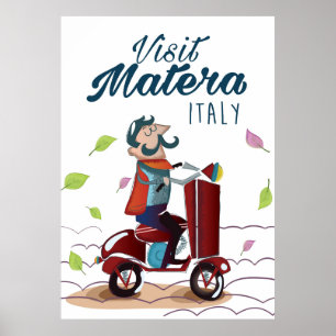 Póster Matera Italia Personalizado Scooter travel print