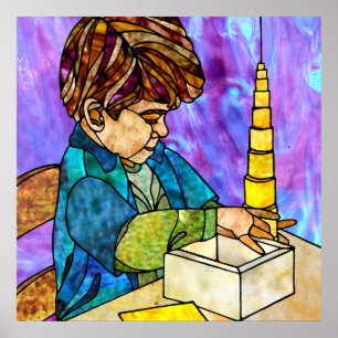 Póster Material Sensorial Montessori: Cilindros sin Knobl