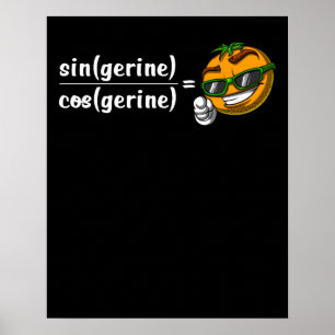 Póster Math Algebra Tangerine Funny Science Chiste