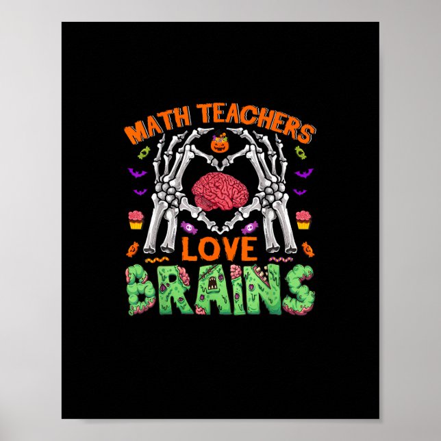 Póster Math Brain Heart Skeleton Hand Zombie Halloween (Frente)