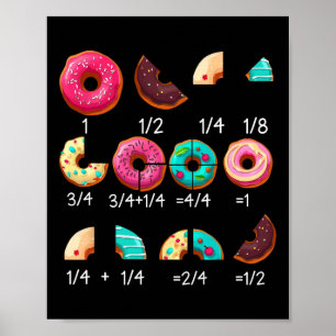 Póster Math Donut Fracción Byck Para Regalos De Maestros