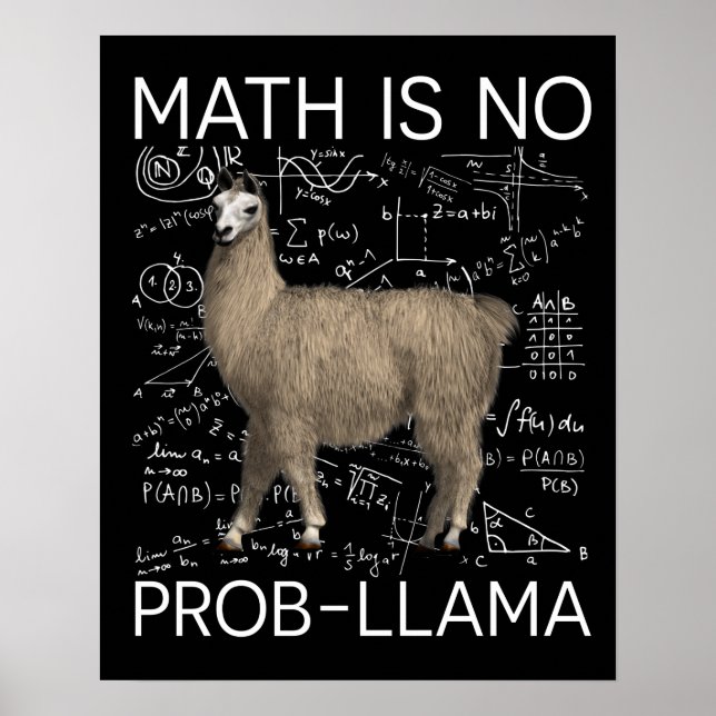 Póster Math is No Prob-Llama - Math Llama Teacher (Frente)