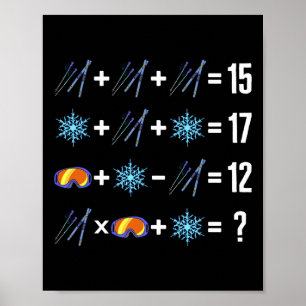 Póster Math Orden De Operación Esquiar Nieve Flakes Goggl