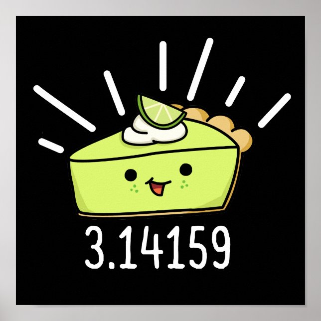 Póster Math Pi Número Gracioso Pie Pun Oscuro BG (Frente)