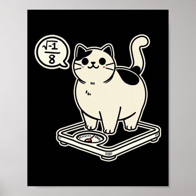 Póster Math Pun Cat me sobrecrea más de 8 divertidos prof (Frente)
