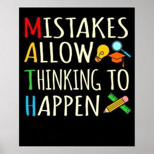 Póster Math Student Mistakes Mathematics Maths Teacher