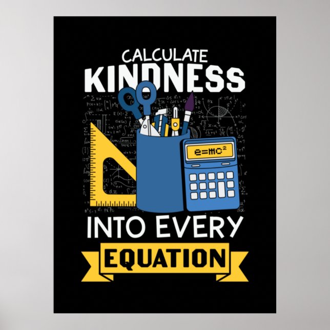 Póster Math Teacher calcula amabilidad (Frente)