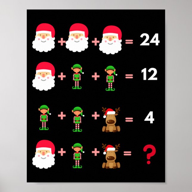 Póster Math Teacher Christmas Shirt Quiz  (Frente)