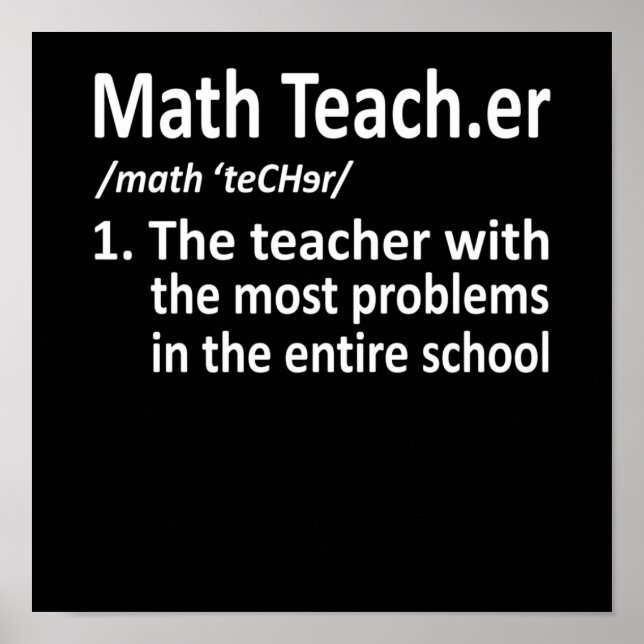 Póster Math Teacher Definition Mathematics Maths Student (Frente)