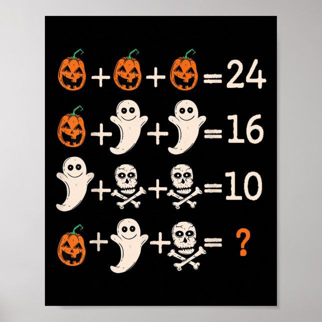 Póster Math Teacher Halloween Algebra Operation Mathemati (Frente)