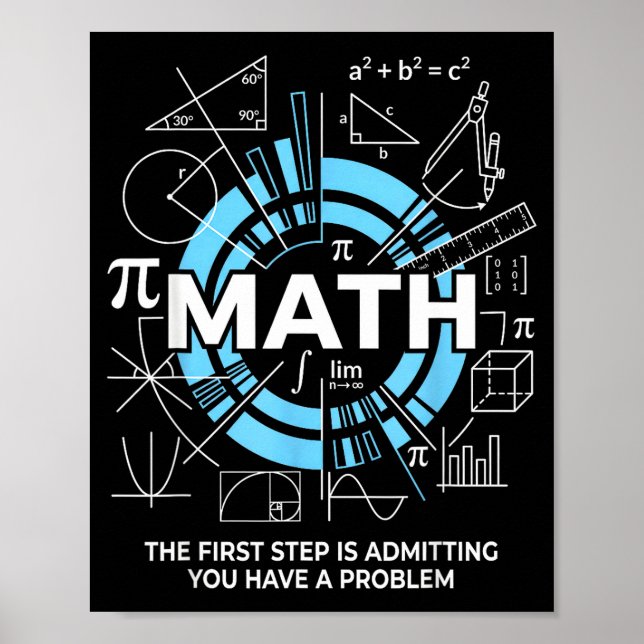 Póster Math The First Step Is Admitting You Have A Proble (Frente)