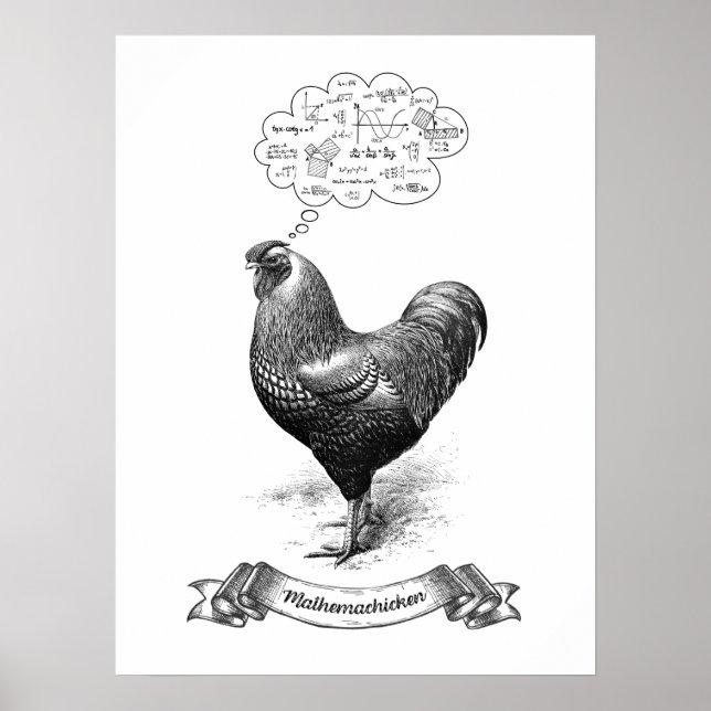 Póster Mathemachicken Funny Math Chicken Pun Chiste (Frente)