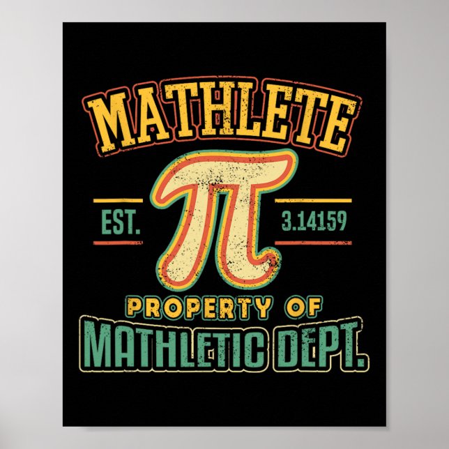 Póster Mathlete Mathletic Department Pi 3.14 Math Calculu (Frente)
