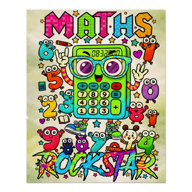 Póster Maths Rockstar Cute Calculator Design (Anverso)
