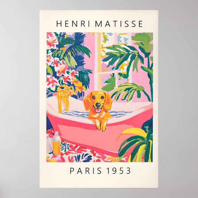 Póster Matisse Dachshund Art Print Funny Bathroom (Frente)