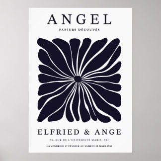 Póster Matisse Floral Abstract Dark Navy Wall Art Print