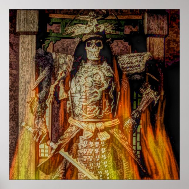 Póster matorral samurai armor samurai japonés (Frente)