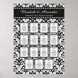 Póster Matrimonio Damasco Art Deco 15 Tabla de asientos