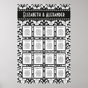 Póster Matrimonio Damasco Art Deco 16 Tabla de asientos