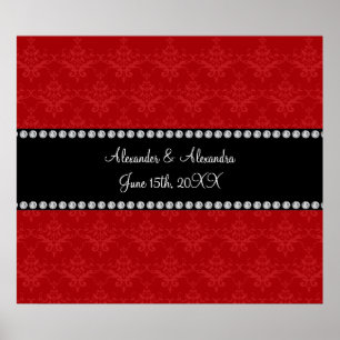 Póster Matrimonio favorece damasco rojo