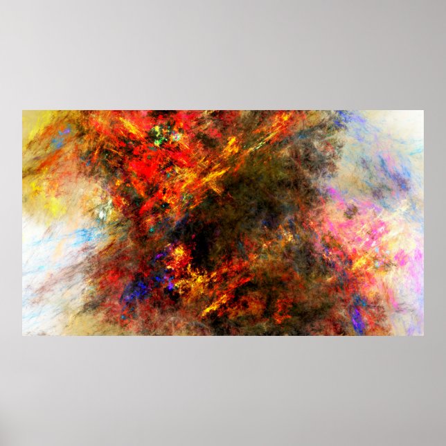 Póster Matrimonio fractal de trazo de pintura de lienzo (Frente)