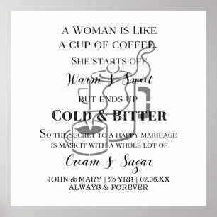 Póster Matrimonio gracioso como el aniversario del café c