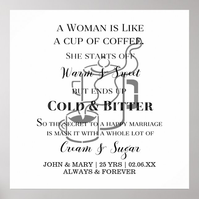 Póster Matrimonio gracioso como el aniversario del café c (Frente)