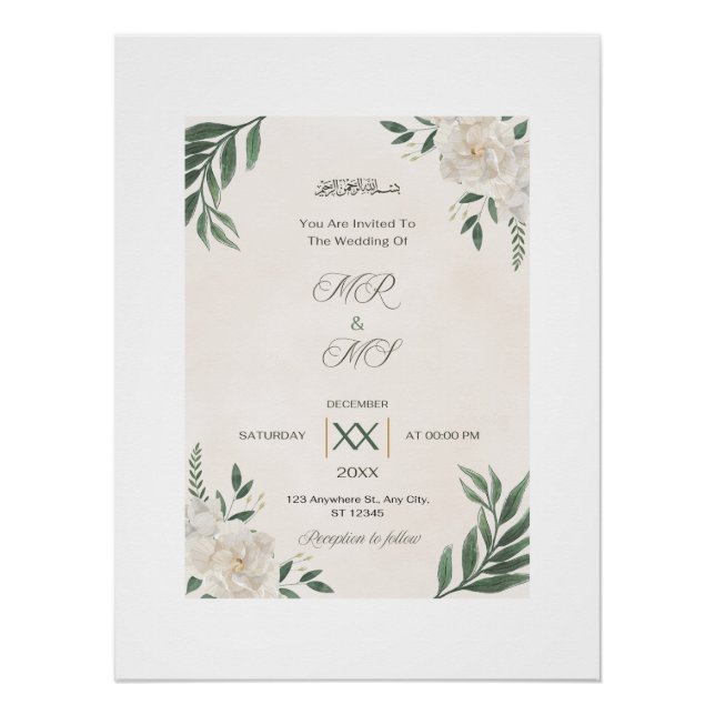 Póster matrimonio halal , BODAS INVITACIÓN (Anverso)