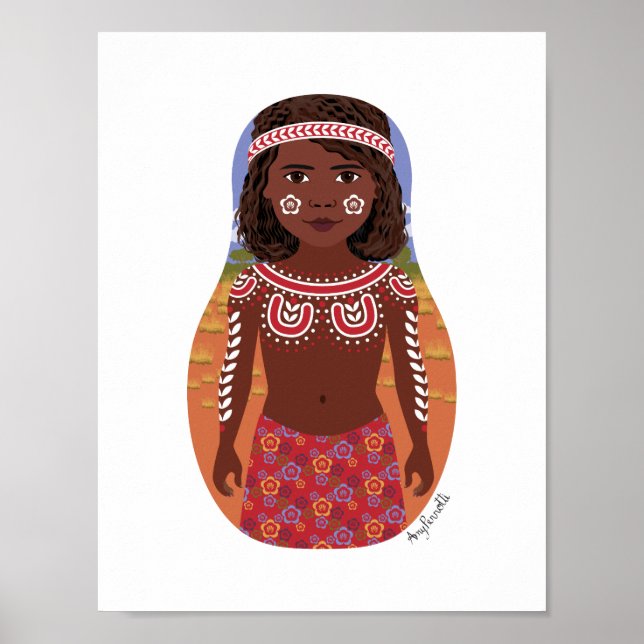 Póster Matrioshka Aborigen Australiana (Frente)