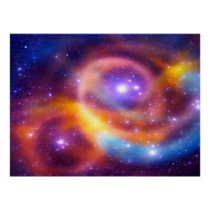Póster Matriz de galaxias de estrellas y gases