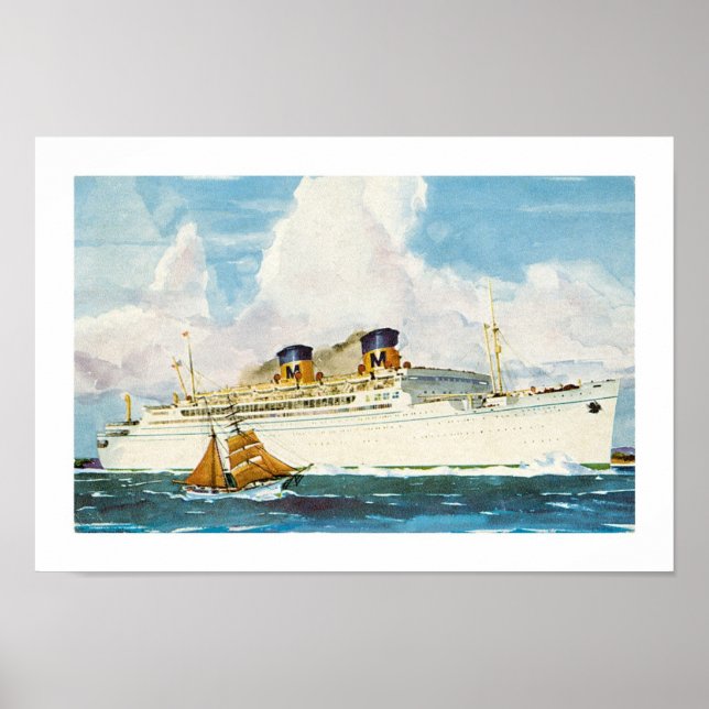 Póster Matson Liner a Hawaii (Frente)