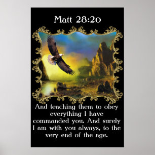 Póster Matt 28:20 With A Eagle flying over the landscape.