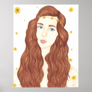 Póster Matte (16" x 20,36") Poster Chica de girasol