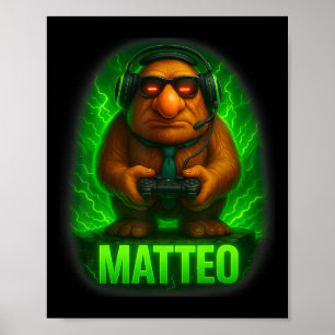 Póster Matteo Meme Cerebro Italiano de Rot Goblin Corbata