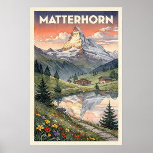 Póster Matterhorn Alpine Vintage Travel