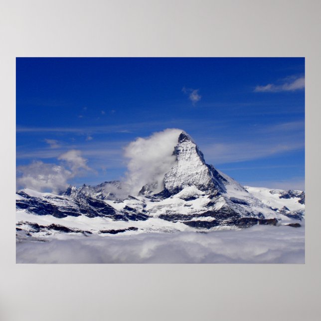 Póster Matterhorn en un mar de nubes en Suiza (Frente)