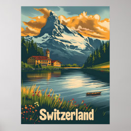 Póster Matterhorn majestuoso: Bliss a orillas del lago en