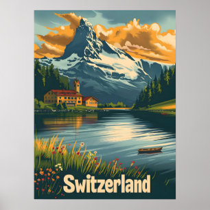 Póster Matterhorn majestuoso: Bliss a orillas del lago en