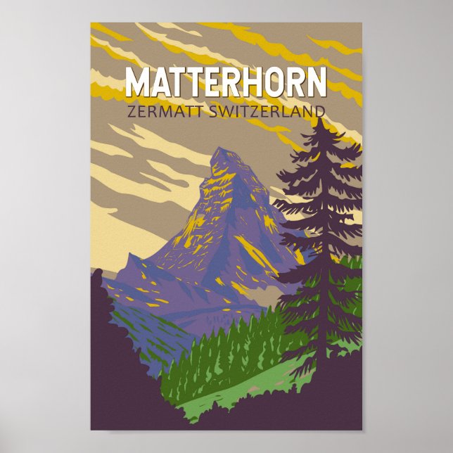 Póster Matterhorn Suiza Viaje a la intemperie (Frente)