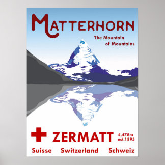 Póster Matterhorn, Zermatt, Suiza, Poster de esquí