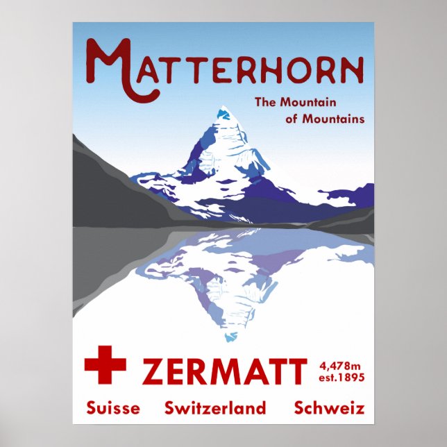 Póster Matterhorn, Zermatt, Suiza, Poster de esquí (Frente)