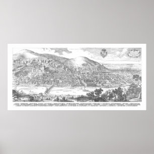 Póster Matthäus Merian: Heidelberg-Panorama von 1620