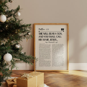 Póster Matthew 1:21 Navidades Wall Print