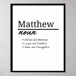 Póster Matthew, definición de nombre personalizado del ni