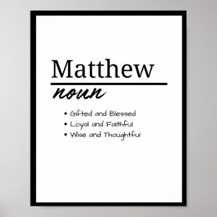 Póster Matthew, definición de nombre personalizado del ni