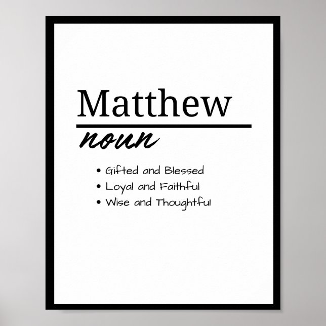 Póster Matthew, definición de nombre personalizado del ni (Frente)