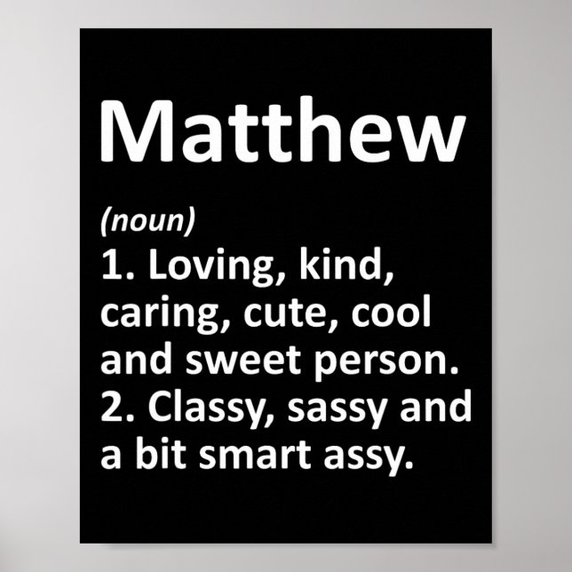 Póster Matthew Definition Personalized Name Funny Birthda (Frente)